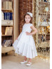 Ivory Satin Double Layer Skirt High Low Flower Girl Dress